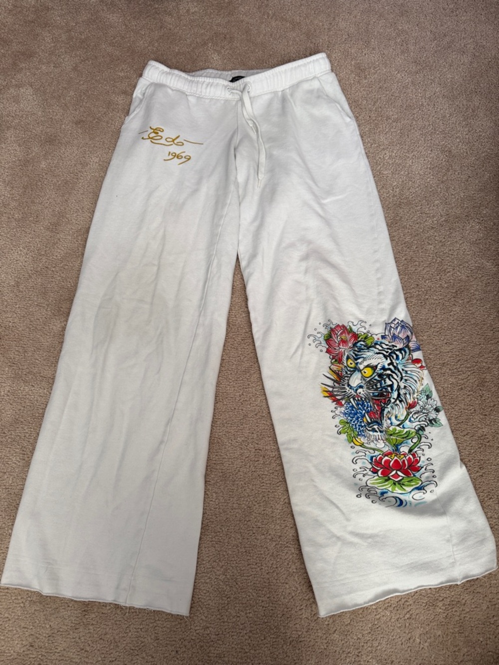 Ed Hardy White flare Pants